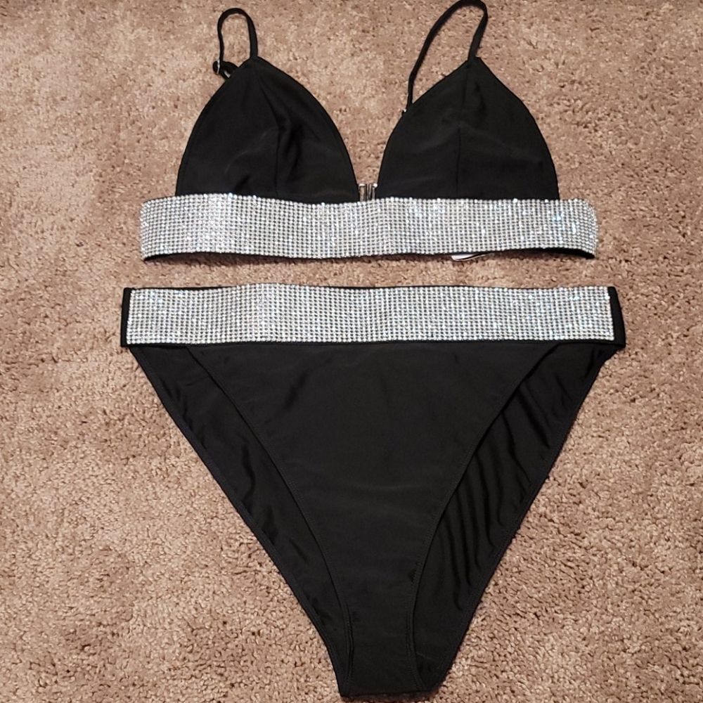 Nwt rhinestone size large bathing suit